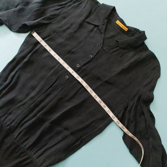 Alice + Olivia Black Gray Silk 3/4 Sleeve Blouson Dress Size M/L - Picture 5 of 7